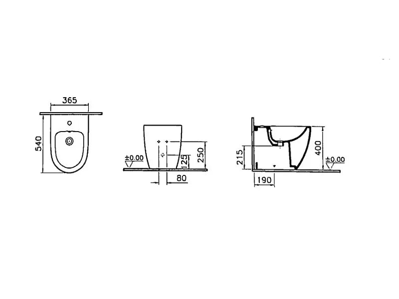 Bidet a Terra "Sento" Filomuro 54 cm Bianco Lucido