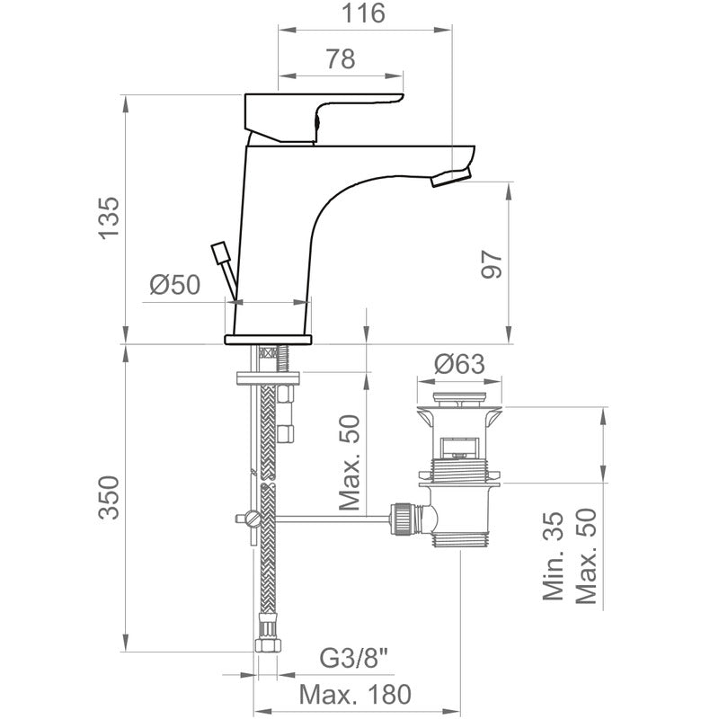 MISCELATORE LAVABO CON SCARICO - ECOSTYLE