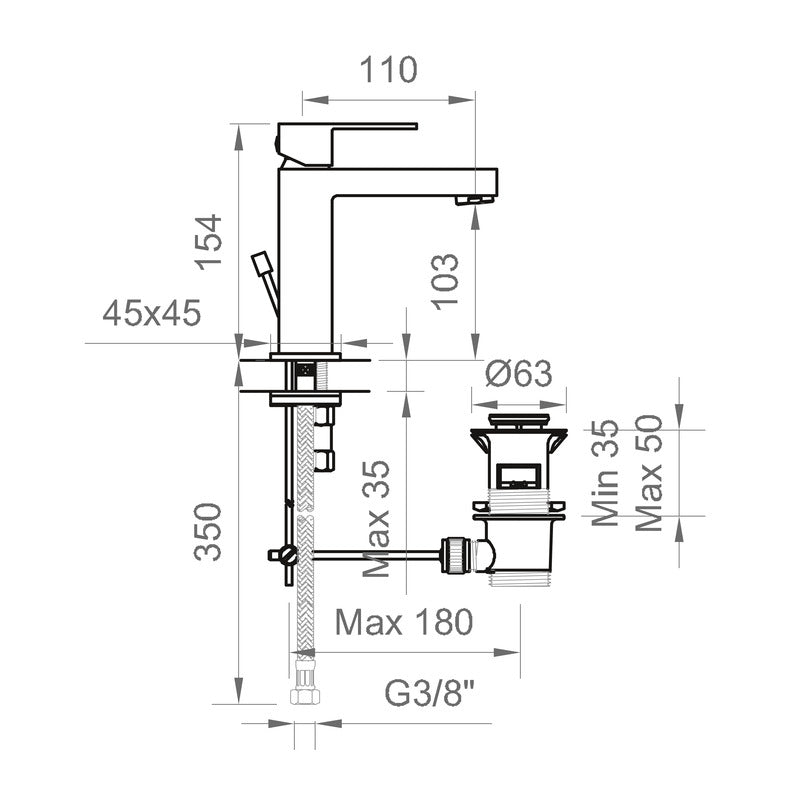 MISCELATORE LAVABO CON PILETTA DI SCARICO - ITALIA R CROMO