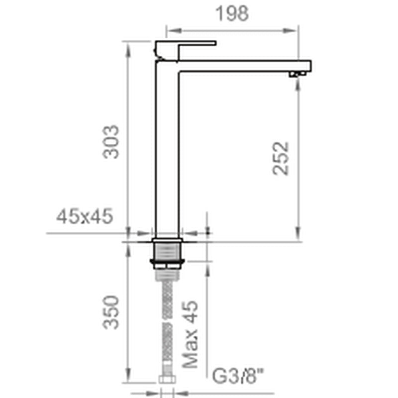 MISCELATORE LAVABO ALTO SENZA PILETTA DI SCARICO - ITALIA R CROMO