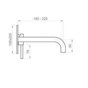 SET ESTERNO PER MISCELATORE LAVABO A PARETE, PIASTRA UNICA RETTANGOLARE, E BOCCA DA 180MM VIKTOR