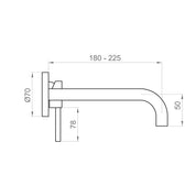 SET ESTERNO PER MISCELATORE LAVABO A PARETE, DUE PIASTRE TONDE SEPARATE E BOCCA DA 180MM VIKTOR