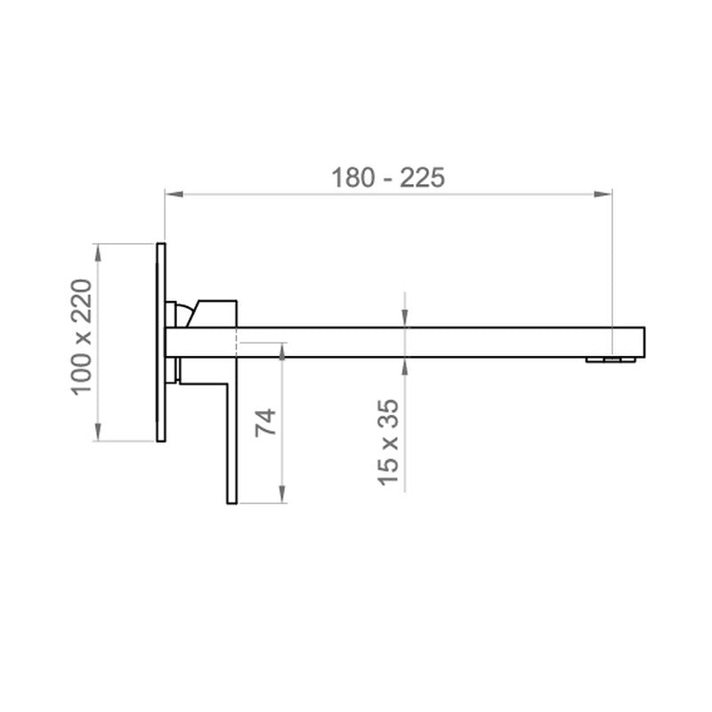 SET ESTERNO PER MISCELATORE LAVABO A PARETE, BOCCA 225MM - ITALIA R NERO OPACO